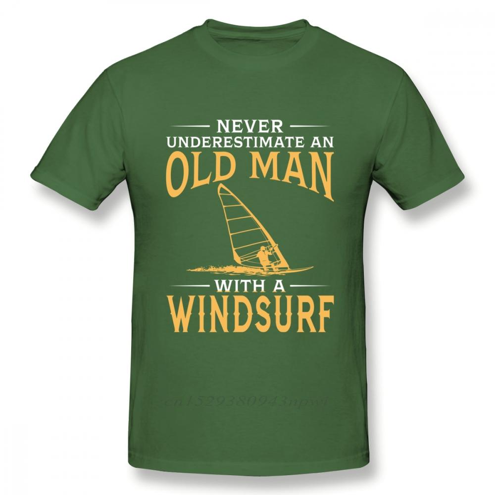 Never Underestimate An Old Man With A Windsurf T Shirt Boy Vintage TShirt Fashion New Arrival Casual