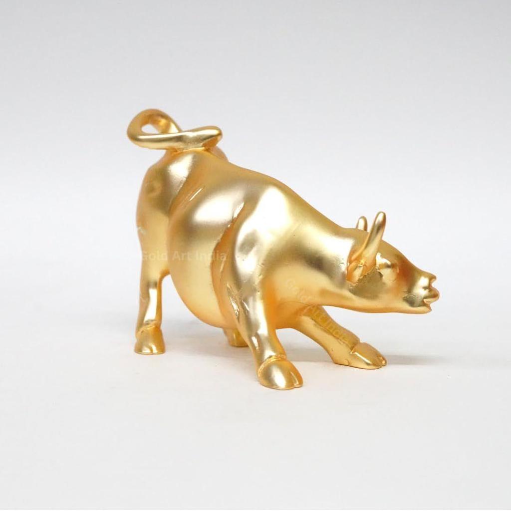 Gold Plated Vastu & Feng Shui Animals & Birds Set | Luck, Positivity & Wealth | Elephant, Bull, Kamdhenu Cow, (Gold Matte, 4 Inch)