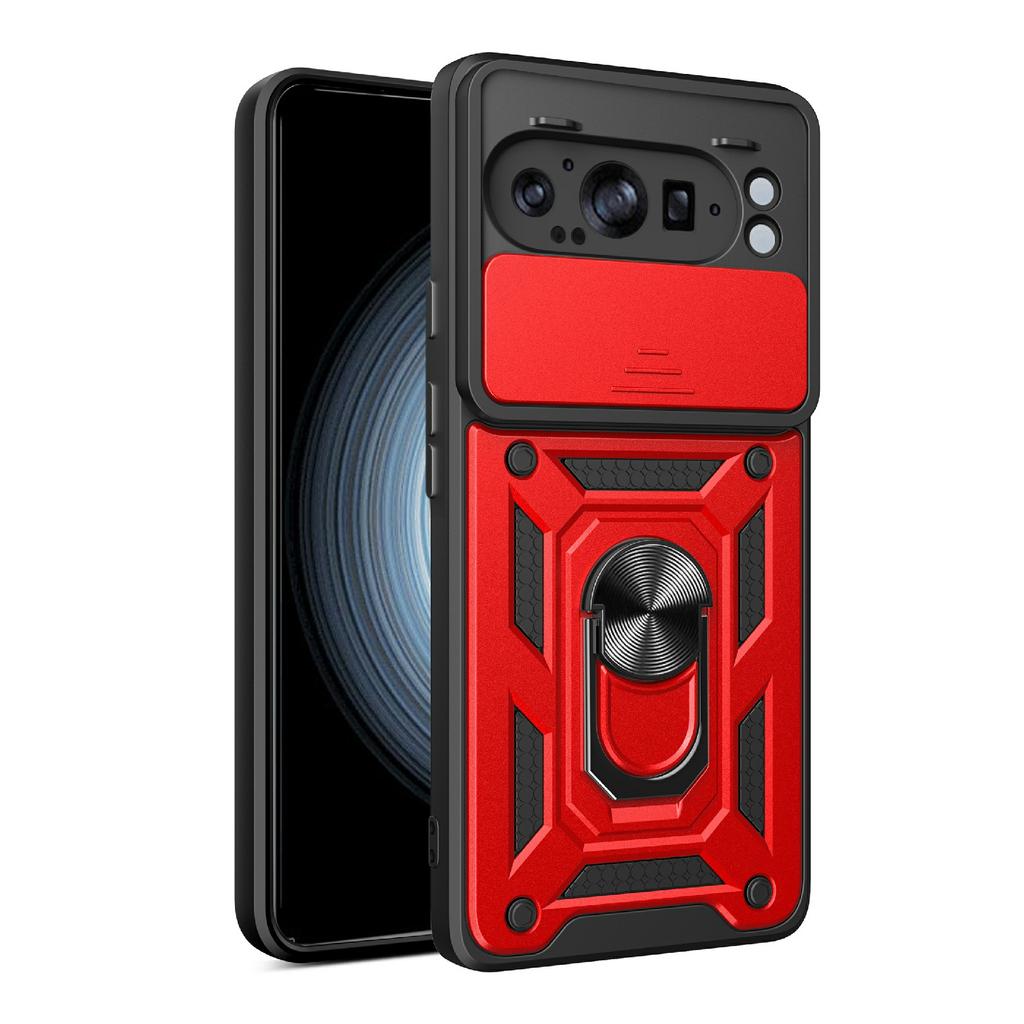 AMORUS Für Google Pixel 9 Pro XL Hülle Ständer PC+TPU Handyhülle mit Kameraobjektivschieber