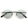 [MERRY PLEASURE] Sunglasses for Men and Women, UV Protection, Rimless, Oval Shape, Ultra-Lightweight (Weight 20g), Tinted Lenses, SILVER×Lt.SMOKE