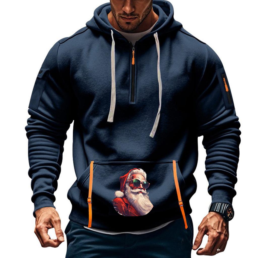 Men's Printed Sweatshirt Hoodie Zipper Arm Pocket Cardigan Men's Sports Large Size Casual Hoodie