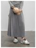 Elegant Gray Pleated High-Waist Maxi Skirt - A-line Spring Design