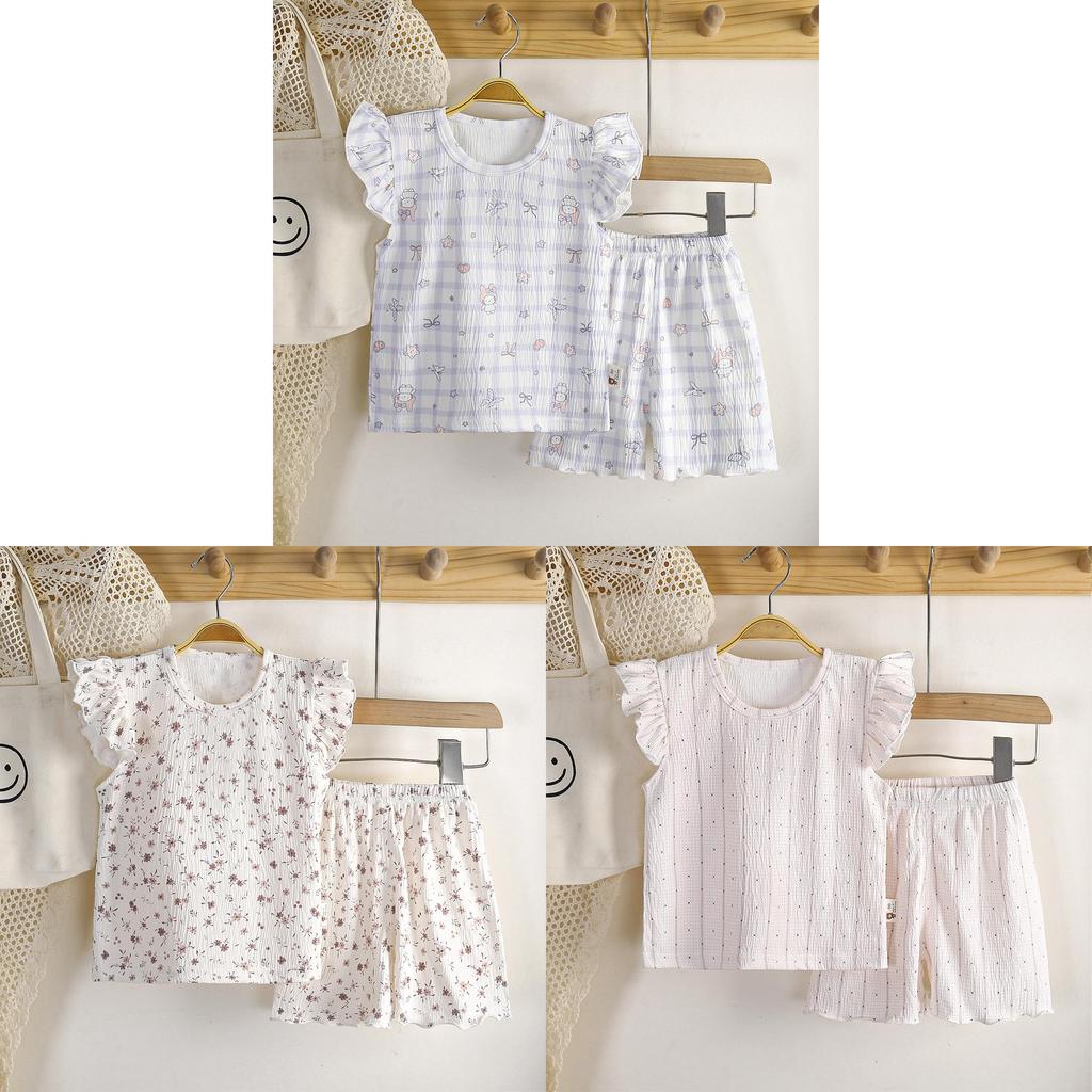 Childrens Summer Girl Pajamas With Short Sleeve Top And Shorts Set For Toddler Girls