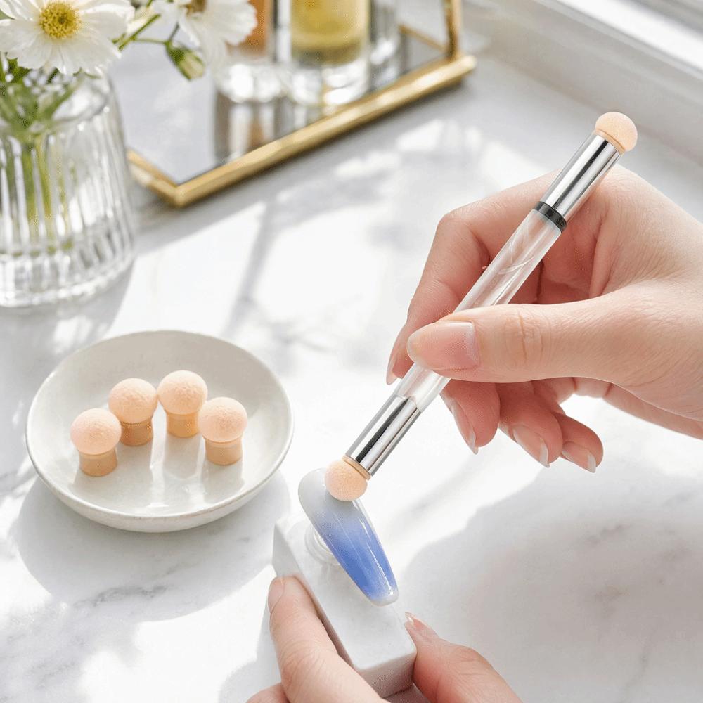 4 Extra Sponge Heads Gradient Shading Brush Double End Nail Art Sponge Brush Gradient Shading