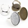 18x25mm 5pcs Antique Bronze and Antique Silver Plated Brass Oval Adjustable Ring Settings Blank/Base,Fit 18x25mm Glass Cabochons