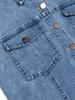 Women's Sleeveless A-Line Denim Dress with Lapel and Waist-Cinched Design
