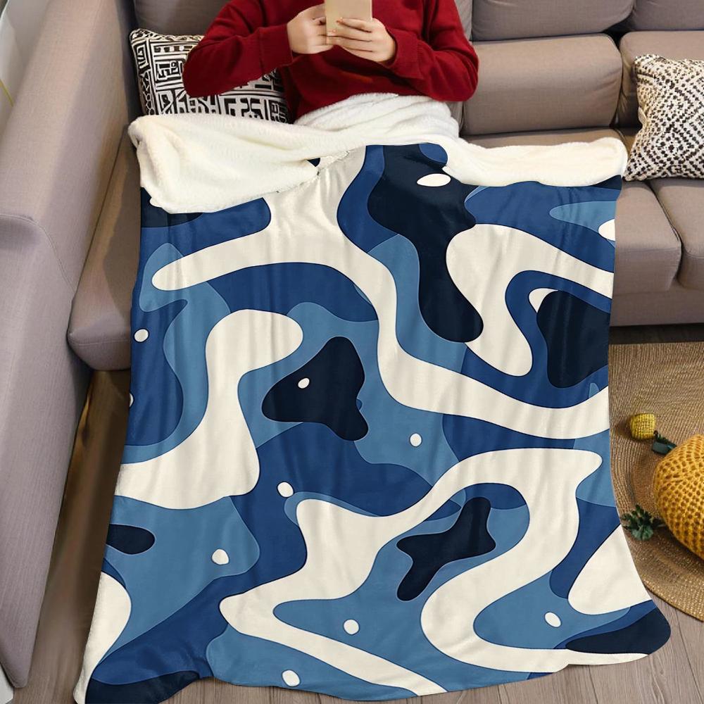 Blue Swirls Flannel Blanket Warm Soft Halloween Christmas Couch Warm Cozy Decorative Decor Gift for All Season