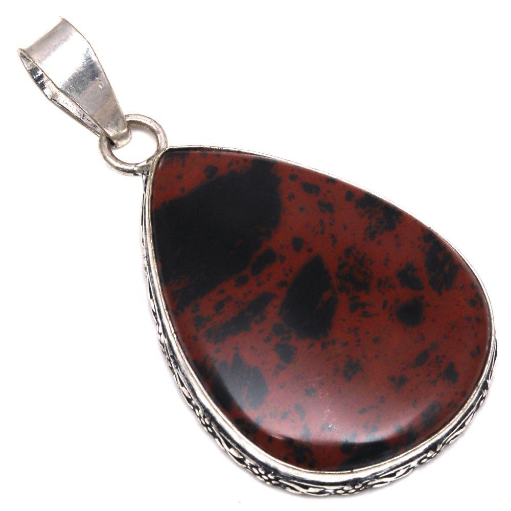 

Pendant Mahogany Obsidian Gemstone Mother Day Gift Silver Jewelry 2.25