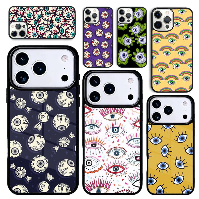 Capa Case for iPhone 17 Air 16 Pro Max 15 Plus 11 13 Mini 14 12 Back Phone Cover Eyeball Pattern