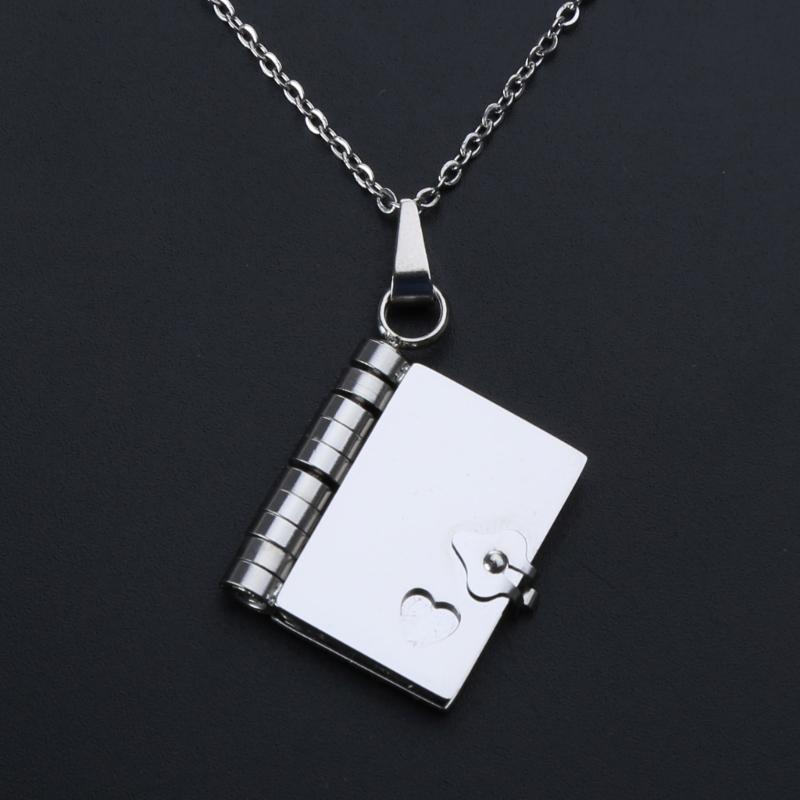 Pusty Otwierany Naszyjnik Książka Stal Nierdzewna Medalion na Zdjęcie Łańcuszek na Szyję dla Mężczyzn Kobiet Prezent dla Pary DIY Akcesoria do Biżuterii