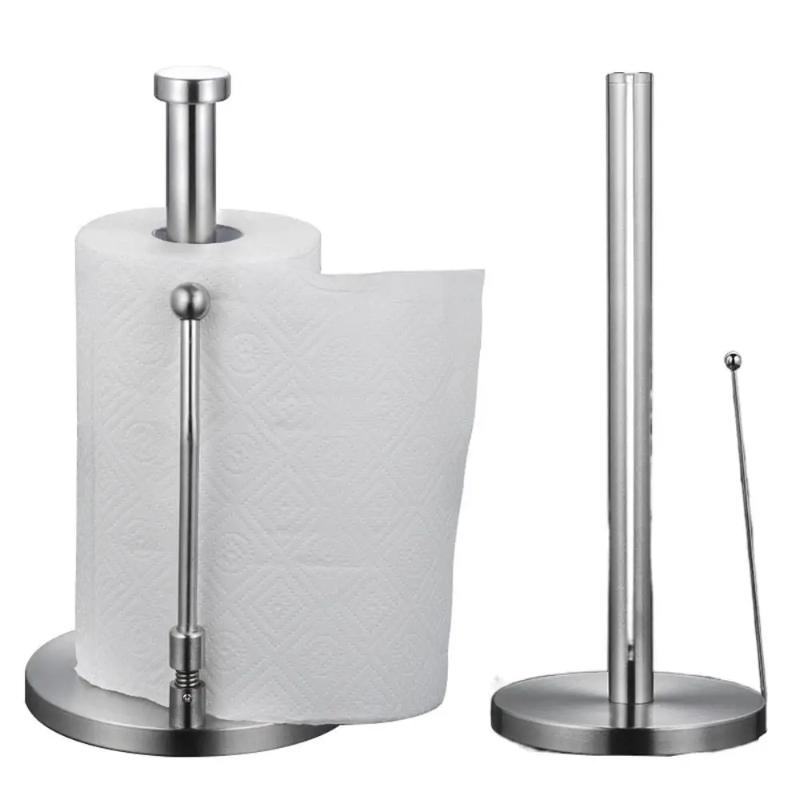 Practical Stainless Steel Paper Holder Vertical Weighted Base Paper Roll Stand Simply Tear Non-slip Freshness Film Shelf Kitchen