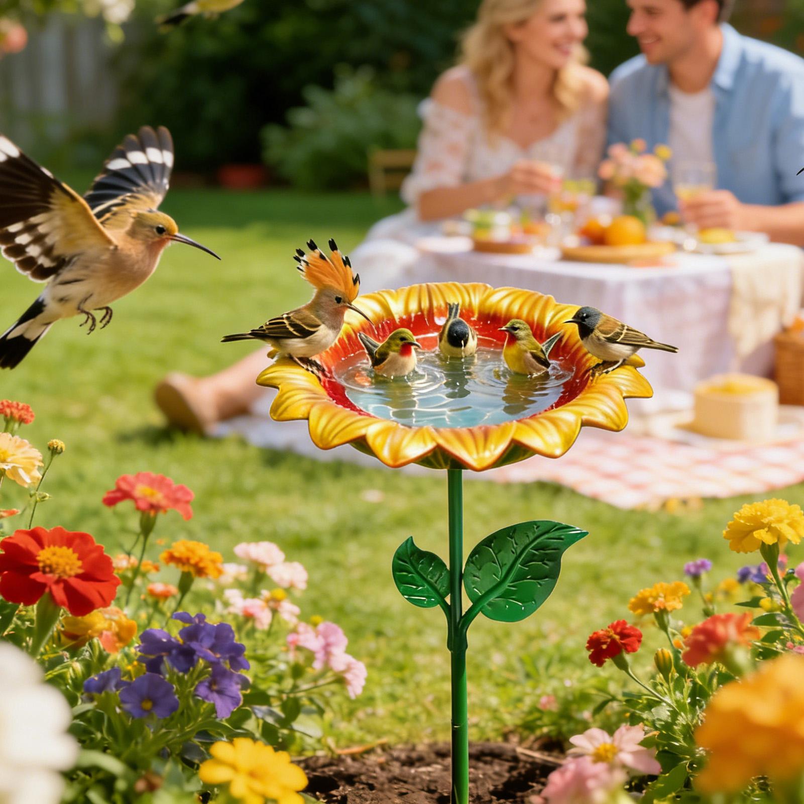 

Bird Baths For Outdoors Metal Sunflower Water Feeder Tall Bird Bath Outdoor Decor For Hummingbird Finch Chickadee Bee Butterfly China Mainland