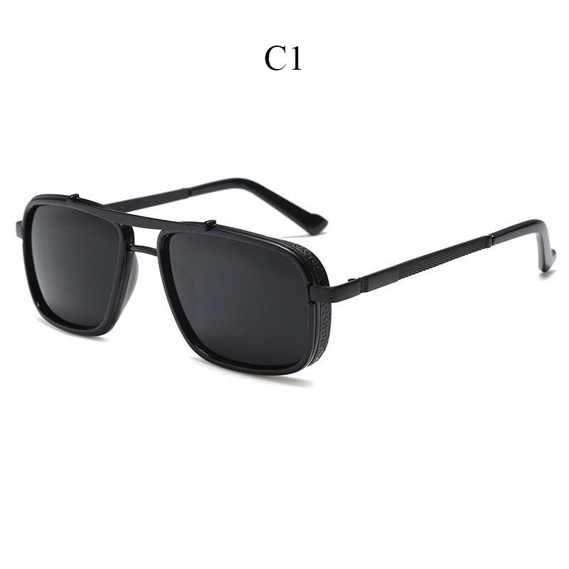 Men s sunglasses, punk style, metal retro square sunglasses. C1