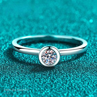 צבע D VVS1 Moissanite טבעות עגולות קלאסי אופנתי נשים גבר תכשיטים עדינים GRA Certified s925 סטרלינג בציפוי רסיס 18k טבעת