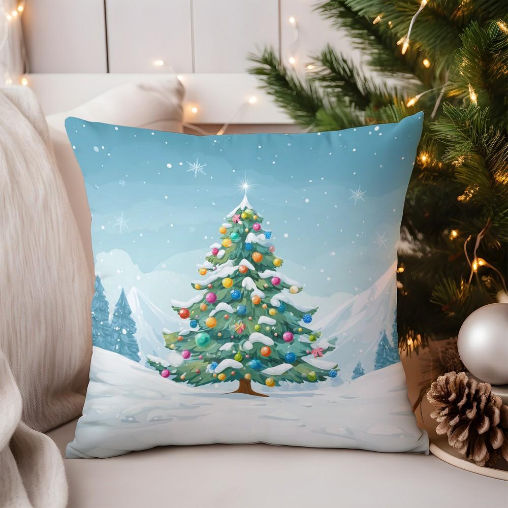 Home Decor Christmas Holly Pattern Pillow for Decor Pattern Cushion Cover Suitable for Sofa Bedroom Car Pillow Cover