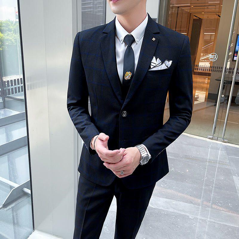 Herren Casual Frühling/Herbst Koreanischer Stil Blazer Anzug Set - Trendy, Gutaussehend Hochzeits Smoking