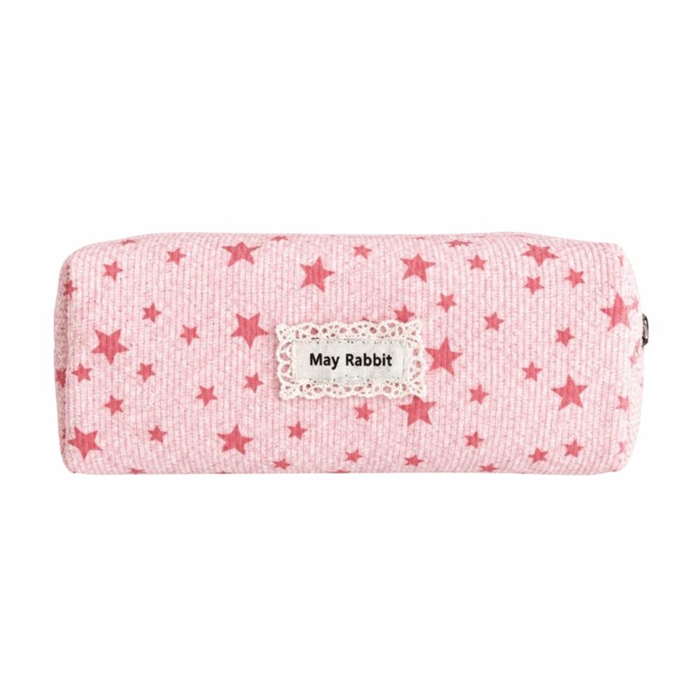 Star Print Pencil Case Corduroy Makeup Bag New Stationery Pouch Stationery Storage