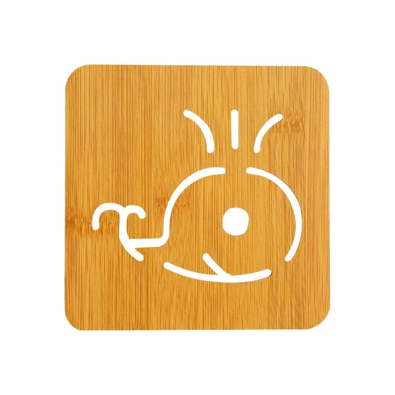 Cartoon Hollow Wooden Coasters Kitchen Tableware Thickened Anti-scalding Heat Insulation Wooden Non-slip Pan Bowl Pad