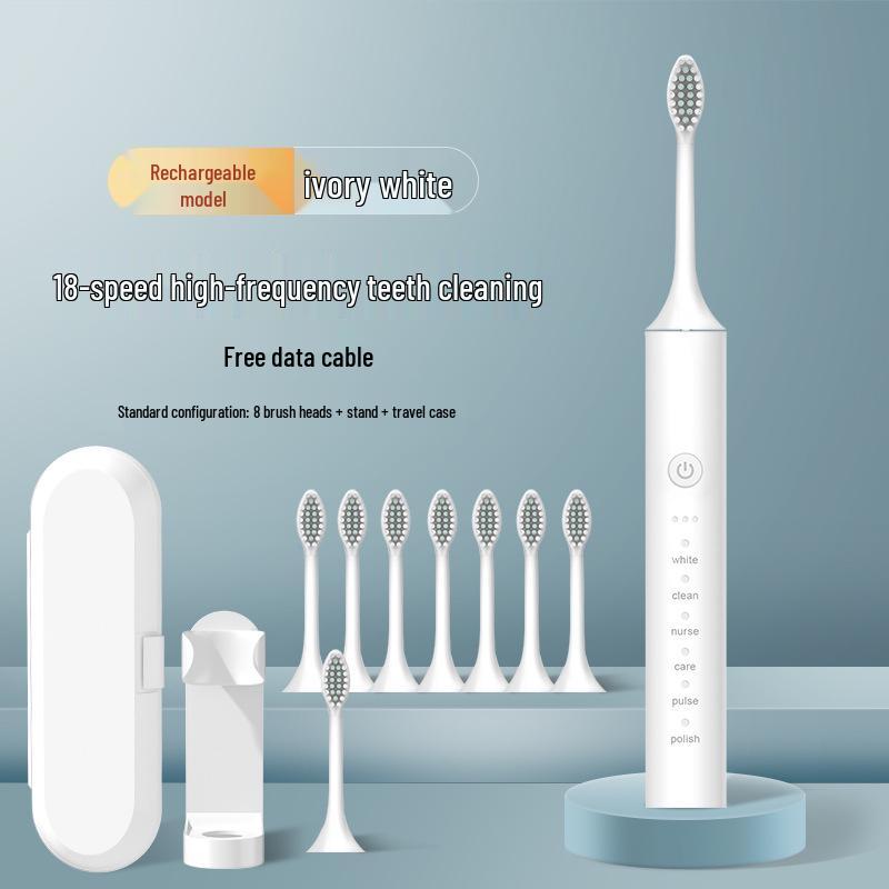 Unisex Rechargeable Ultrasonic Soft Bristle Electric Toothbrush for Home & Travel