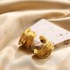 Neue Trendige Mehrschichtige Hohllinienstruktur Creolen für Damen Goldene Farbe C-Form Kreativer Ohrring Minimalistischer Zirkon Geschenk