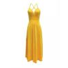 European and American Dress Slimming Solid Sling Trailing Banquet Yellow Formal Dress Women Dress