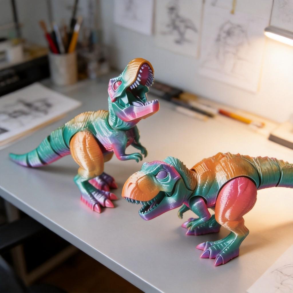 Dinosaur Figurine Collectible Art Toy With Multicolor Adjustable Joints For Kids And Giftgiving