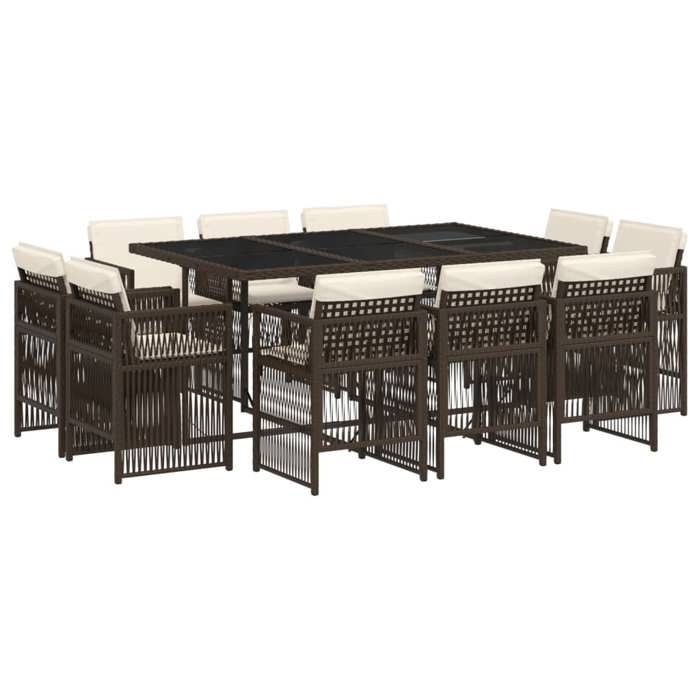 VidaXL Ensemble à Manger de Jardin avec Coussins 11 pcs, Table et Chaises à Dossier Rabattable, Meubles d'Extérieur Patio 3211029