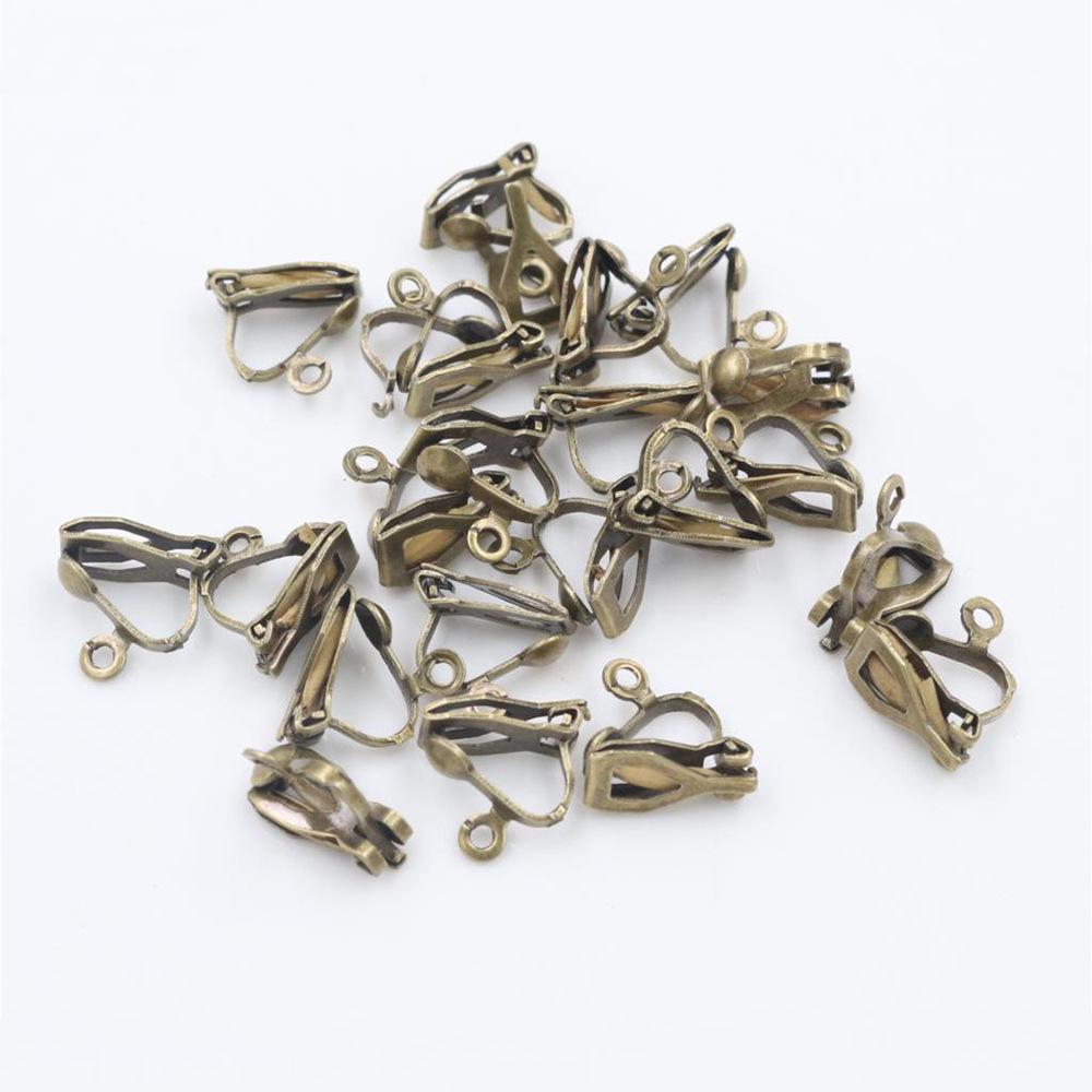 50 Pcs DIY Non-Piercing Triangle Ear Clip Jewelry Accessories with Pendant, Iron-Plated, 25g