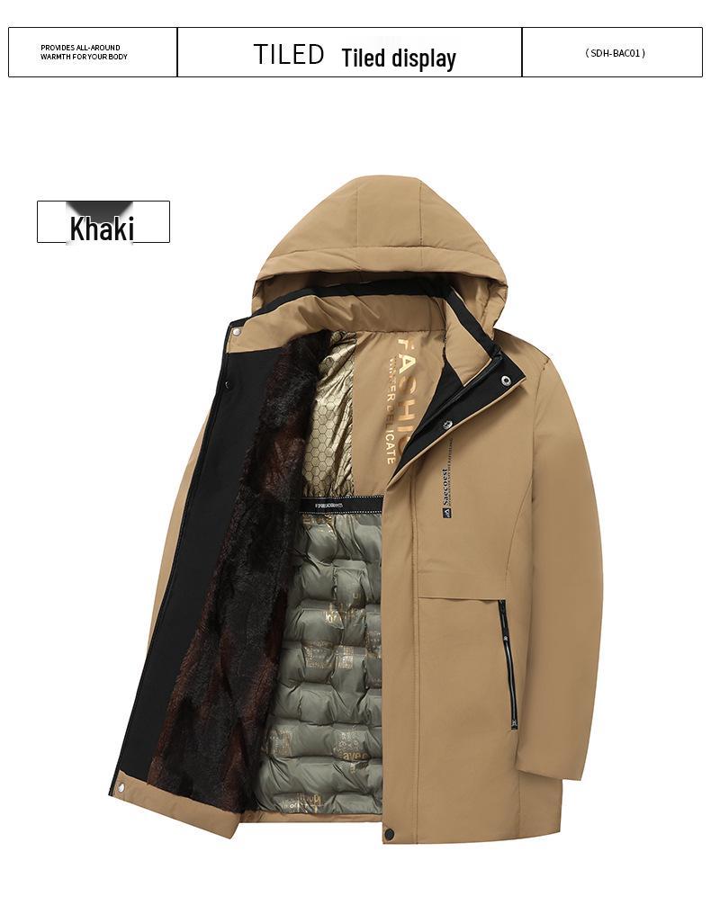 Men's Winter Plus Size Graphene Padded Cotton Hooded Jacket for Middle-Aged & Elderly