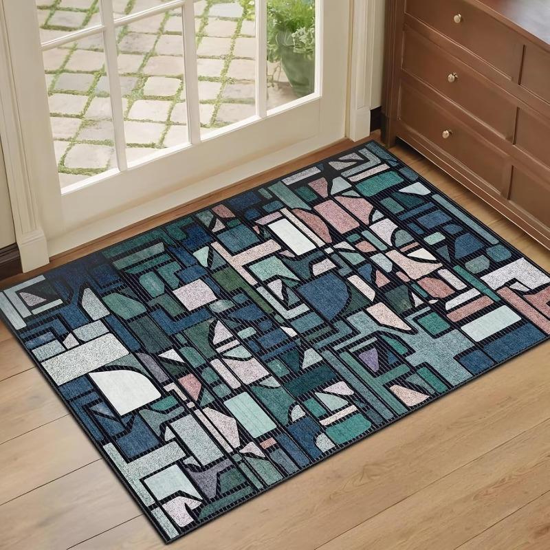 Abstrakter Geometrischer Teppich Gesprenkelter Antik Strukturierter Teppich Retro Stil Wohnzimmer Küche Eingang Schuhwechsel Rutschfeste Fußmatte