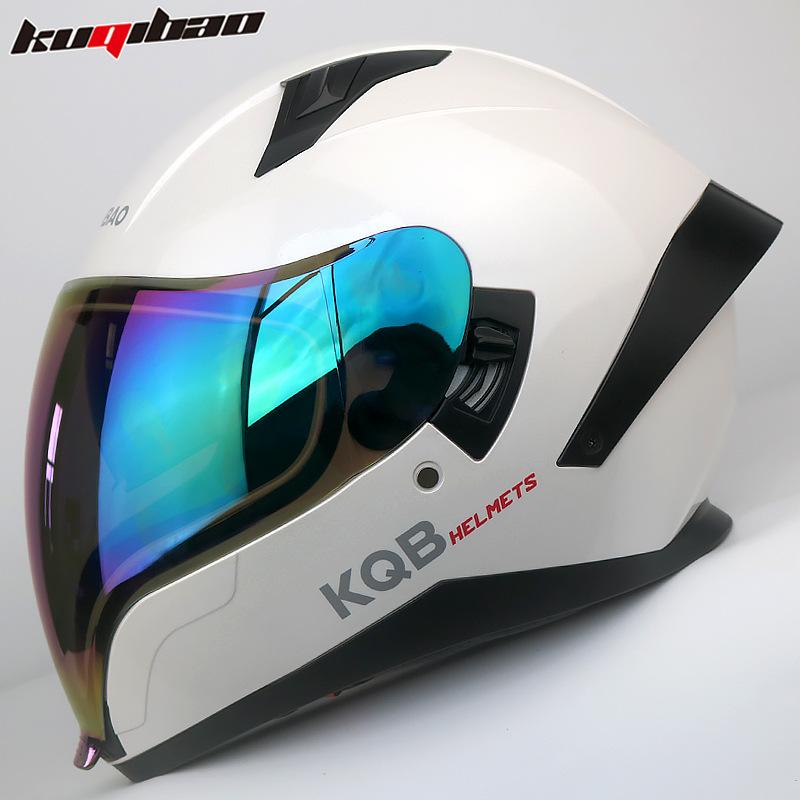 Double Lens Motorcycle Helmet Full Helmet Drinking Water Lightweight Four Seasons Ghost Face Helmet with Bluetooth