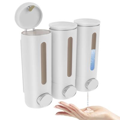 1,5L 3 Köpfe Manueller Seifenspender Wandmontage Badezimmer Flüssigseife Händewaschen Zuhause Hotel Duschgel Shampoo Flüssigseifenspender