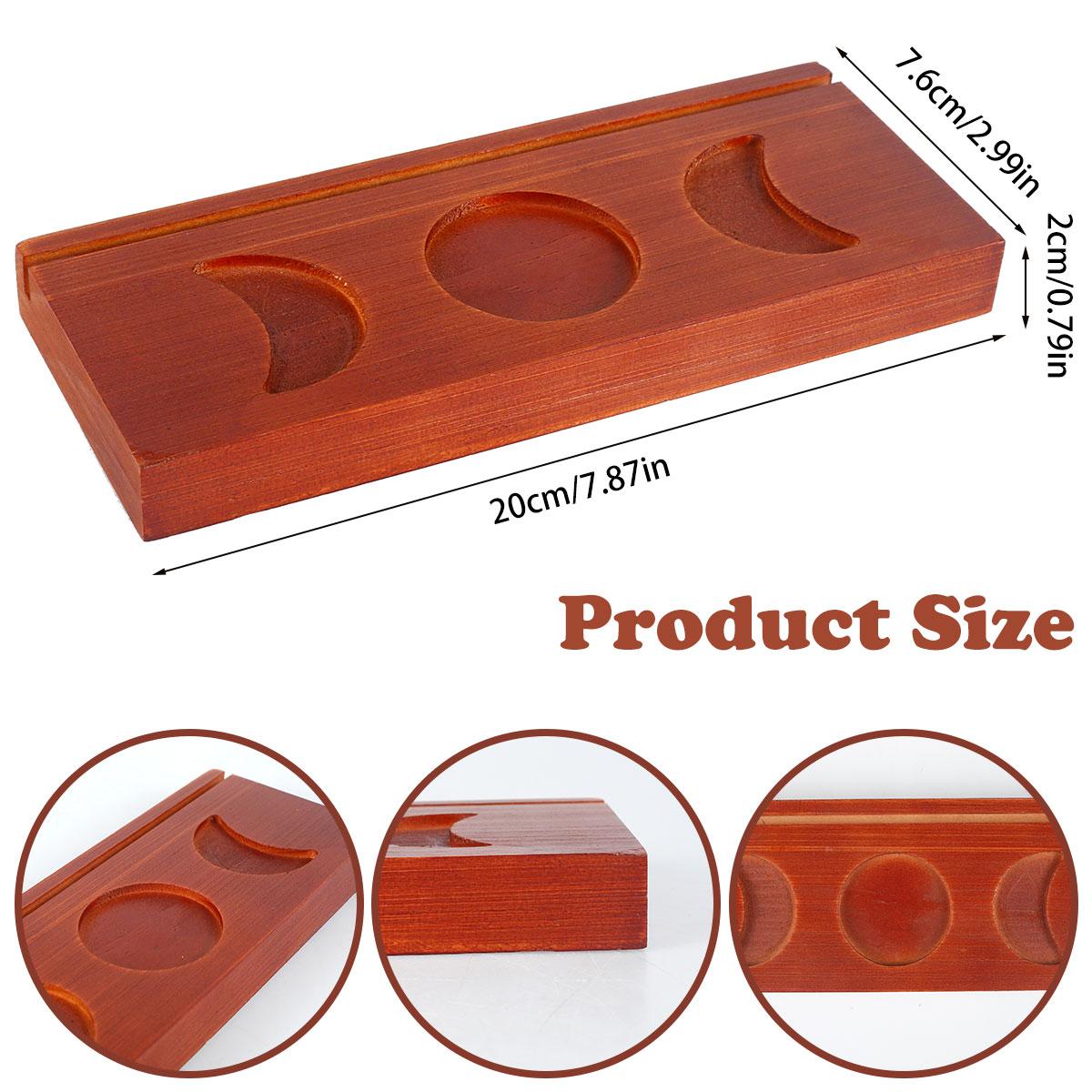 

Подставка для свечи Таро, деревянная подставка с символами трех фаз Луны, подставка для карт Таро, лунный поднос, держатель для кристаллов, украшение для дома коричневый