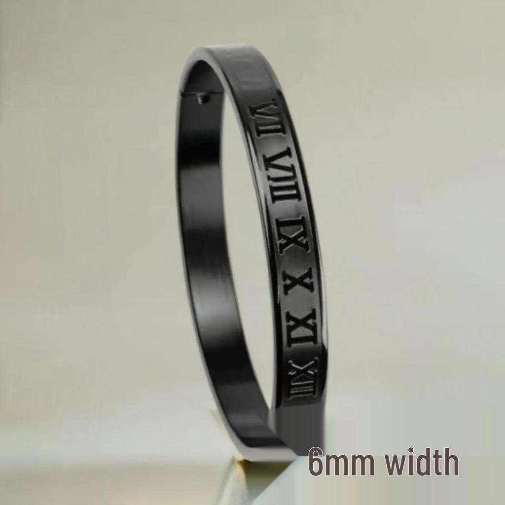 Bracciale in Acciaio Titanio con Numeri Romani - Design con Fibbia Transfrontaliera per Uomo e Donna, Gioielli in Acciaio Inossidabile Anti-Sbiadimento