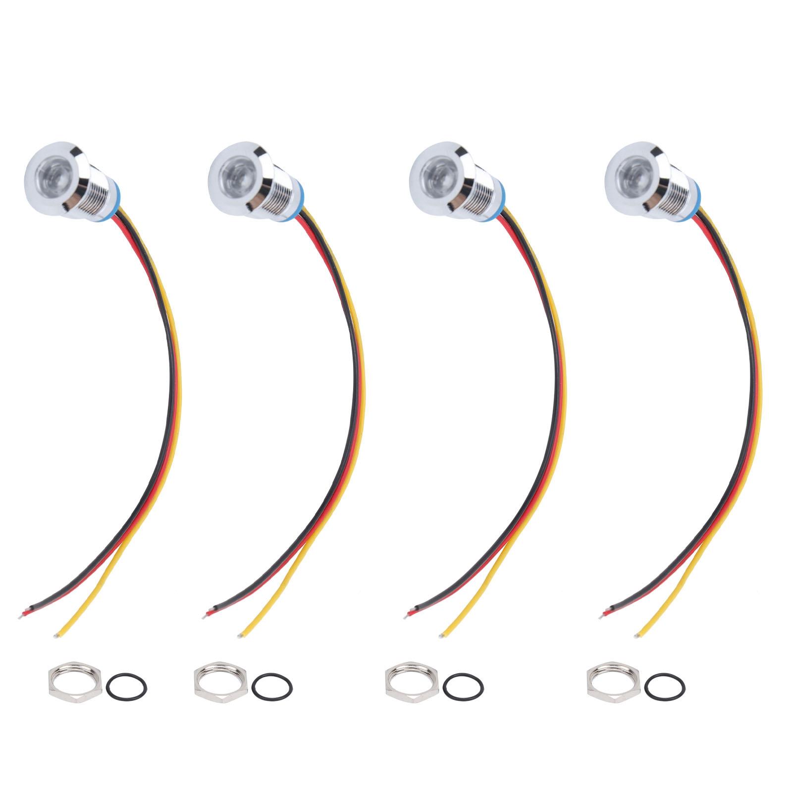 

4 комплекта предварительно смонтированных круглых светодиодов, водонепроницаемые двухцветные индикаторные лампы с общим катодом 12 мм 36 В(Красный и