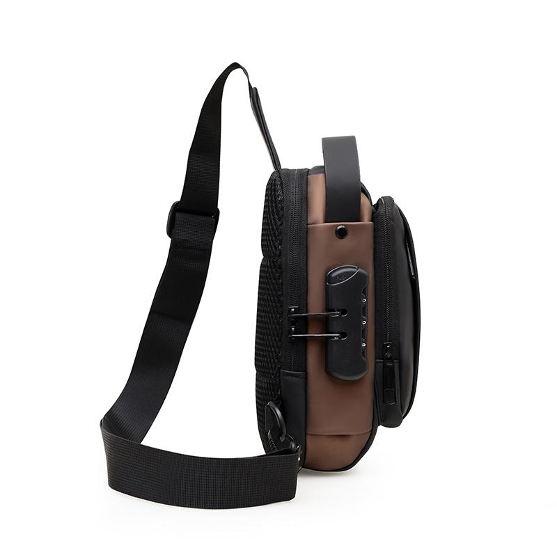 Water-Repellent Chest Bag Men's Crossbody Bag Mobile Phone Bag Commuter Combination Lock Shoulder Bag