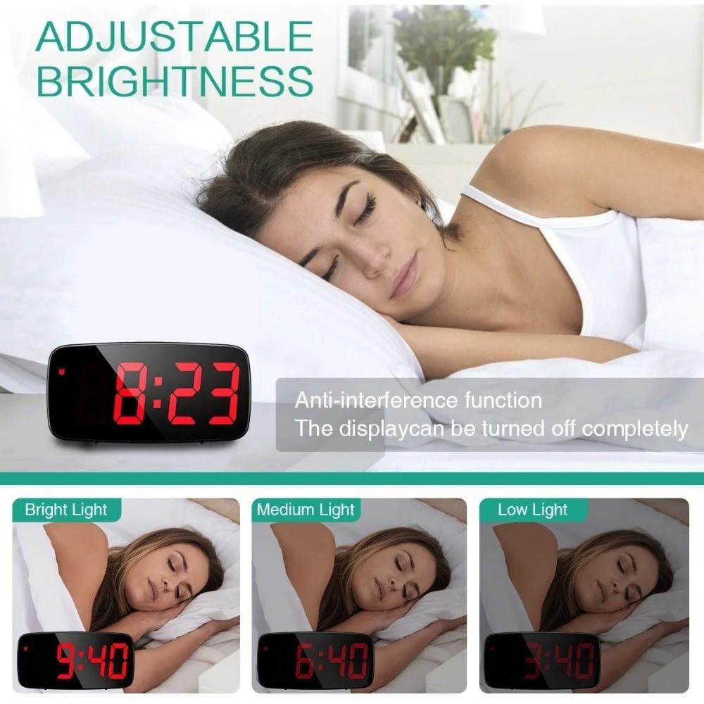 12/24H Display LED Desk Clock Temperature Display Mirror Digital Alarm Clock  Desktop