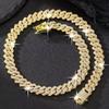 Bracciale Collana Trendy a Catena Cubana 14mm in Lega di Zinco e Strass - Stile Hip-Hop