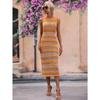 Women's Summer New Slim Fit Patchwork Jumper Fashion Striped Knitted Long Dress