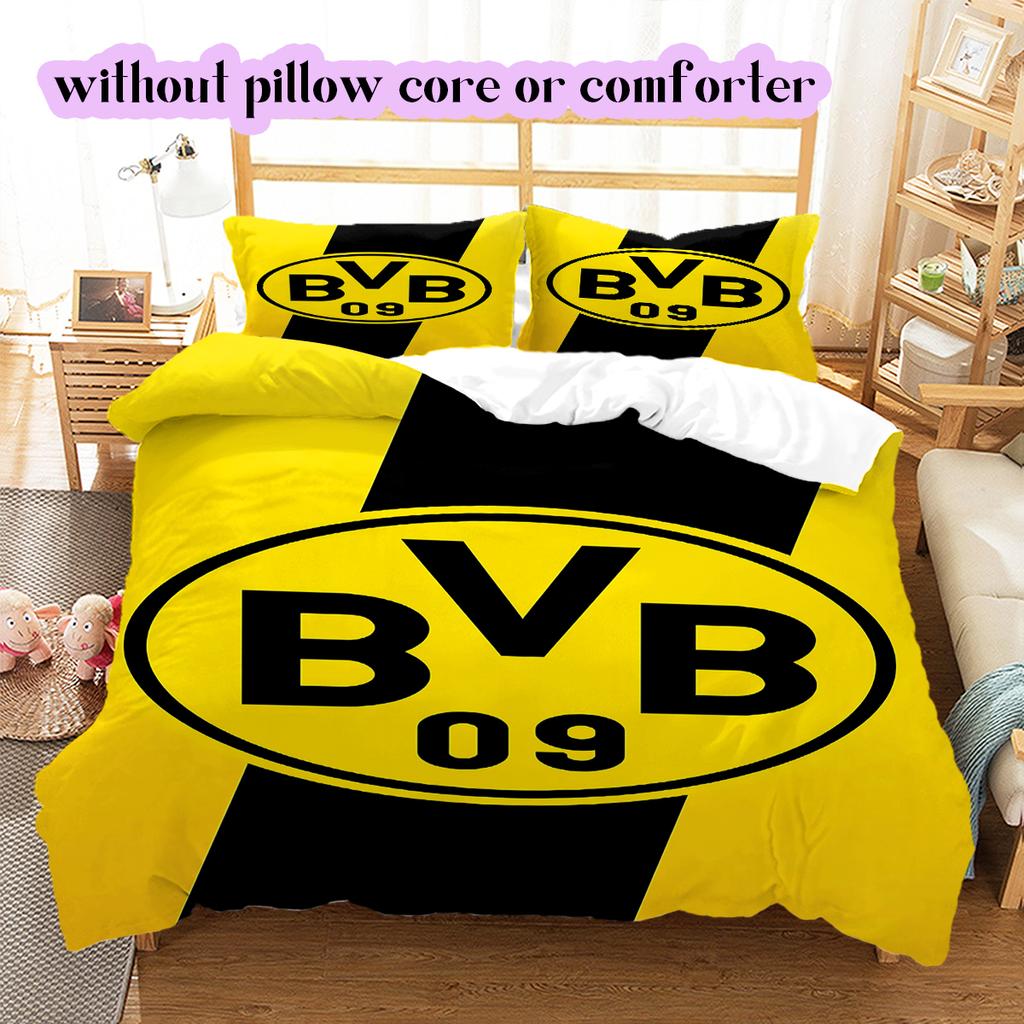 football Logo Pattern Bedding Quilt Set Quilt Cover Pillowcase Home Decoration Birthday Gift (1*duvet cover+ 2*pillowcase, without core)