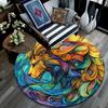 Abstract Goat and Lion Round Area Rug,Carpet Rug for Living Room Bedroom Sofa Playroom Decor,Non-slip Floor Mat