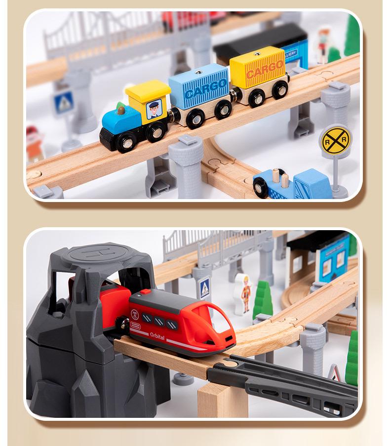 Children's Wooden Electric Train Set with Track - Interactive Educational Toy