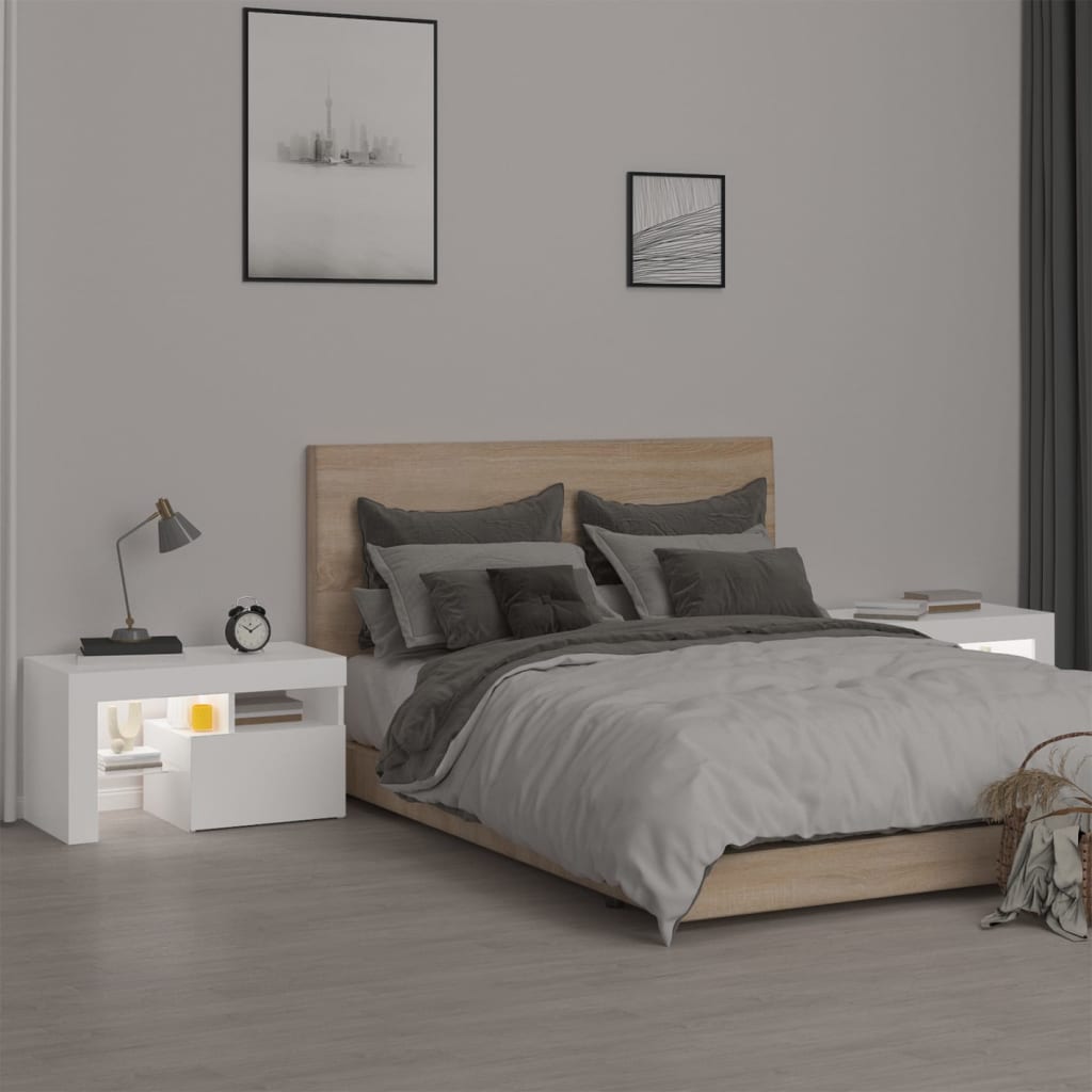 Vidaxl Szafki Z Oświetleniem Led, 2 Szt., Białe, 70X36,5X40 Cm