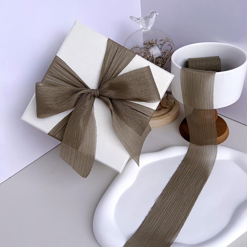 1PC Silver Glitter Ribbon Sparkling Organza Ribbon Ribbon Bow Wedding Cards & Invitations