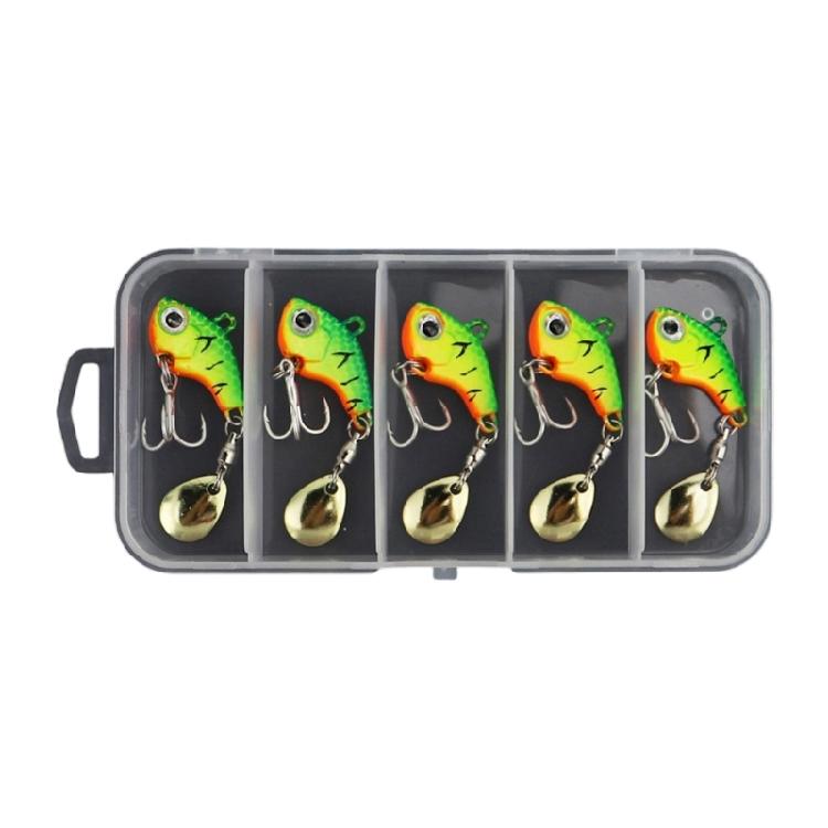 5Pcs Rotating Metal Vib Vibration Baits High Performances Fishing Lures Artificial Hard Baits Spinner Spoon Lures Enduring
