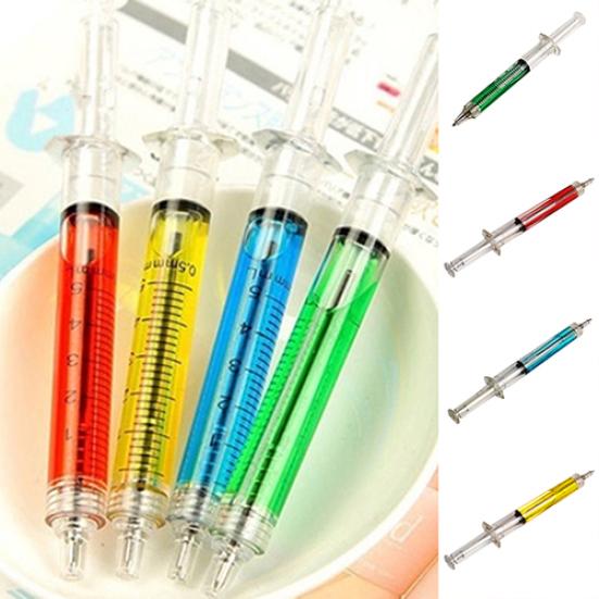 Syringe Injection Shape Ballpen 4Pcs/Set Doctor Nurse Gift Liquid Pen Ballpoint