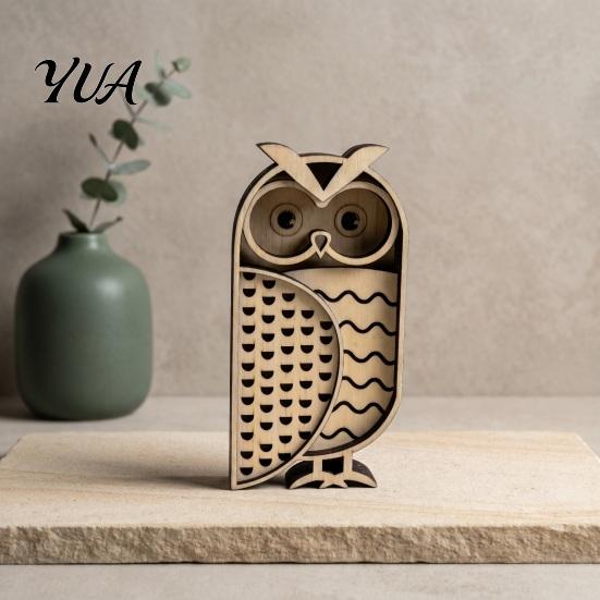 Unique Wooden Gifts for Owl Lovers Multi Layer Figurine, 3D Layered Crafts, Creative Wood Detailed Desk Ornaments Carving Animal Home Bedroom