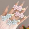 Blue Pink Cherry Blossom Hair Clip Women Sweet Ice Translucent Color Duckbill Clip Hair Accessories