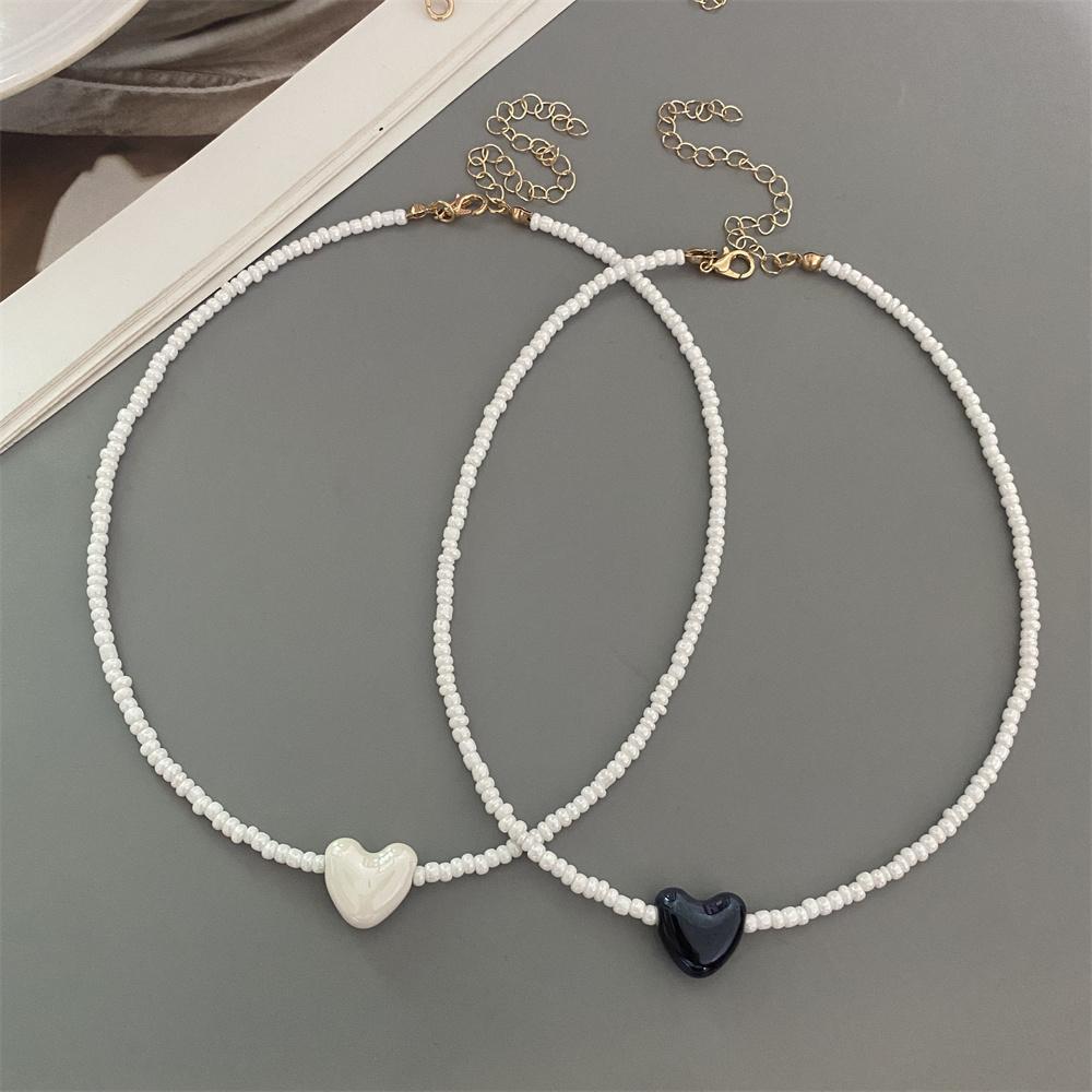 Korean Fashion Ceramics Love Heart Choker Necklace for Women Girl Colorful New Fashion Neck Jewelry