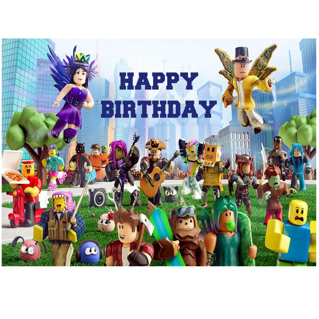 Roblox Game Themed Vinyl Backdrop Photo Background For Kids Boys Birthday Party Decoration Photography Prop Party Supply Cloth